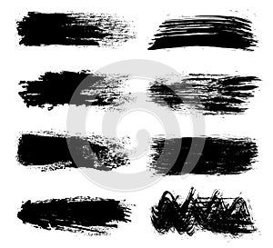 Black set of paint, brush strokes photo